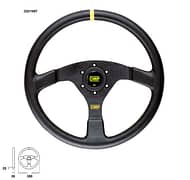 Steering wheel Velocità - ø 350mm 3 Black Spokes Smooth Black Leather